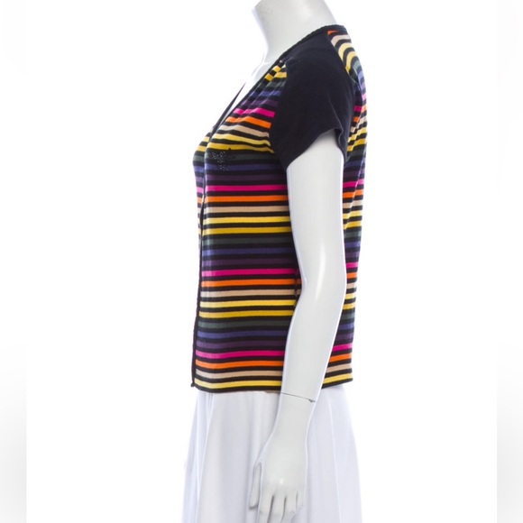Sonia Rykiel striped short sleeve lightweight cardigan multi colored - Picture 2 of 3